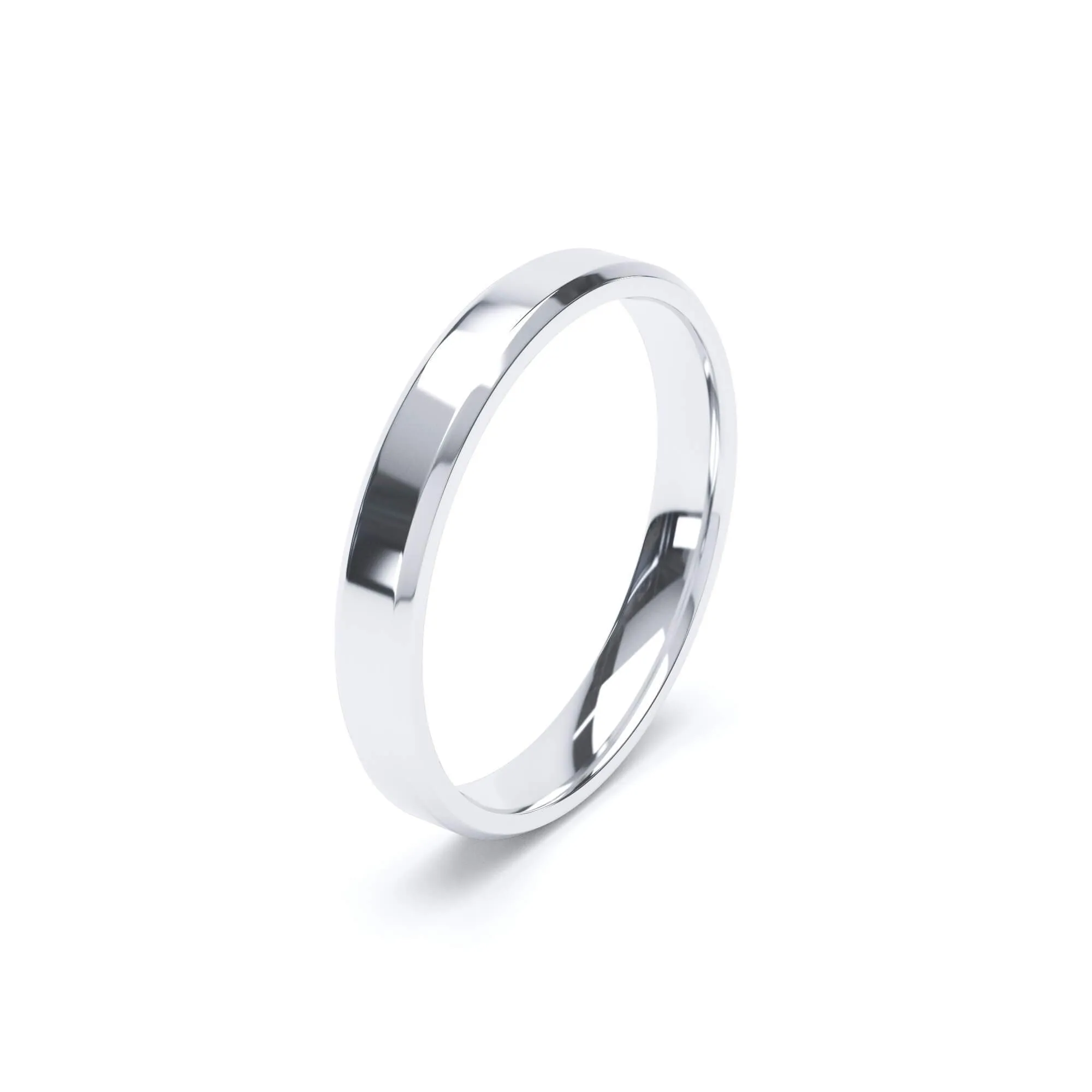 - Bevelled Edge Profile Plain Wedding Ring Platinum