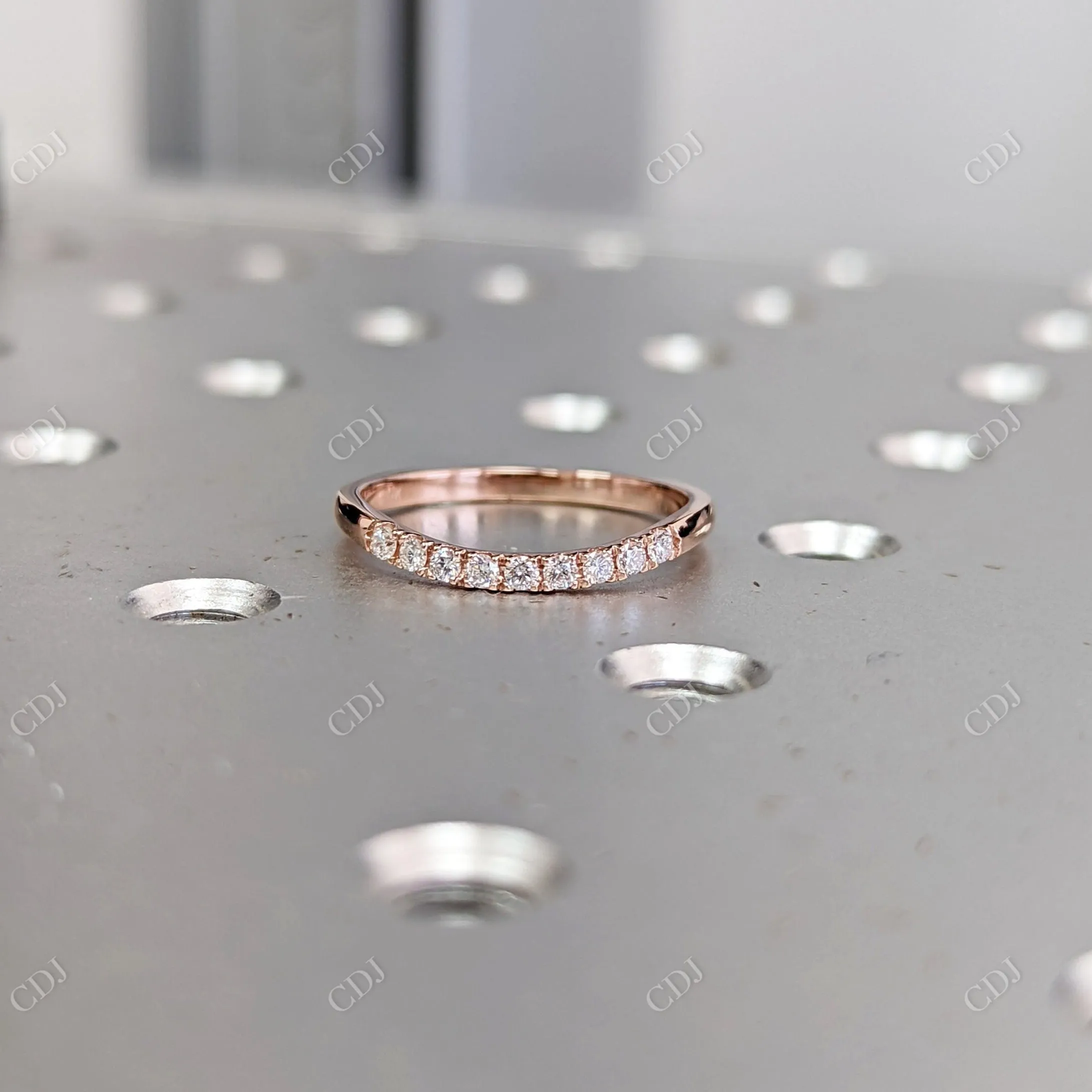 0.08CTW Curved Diamond Half Eternity Wedding Band