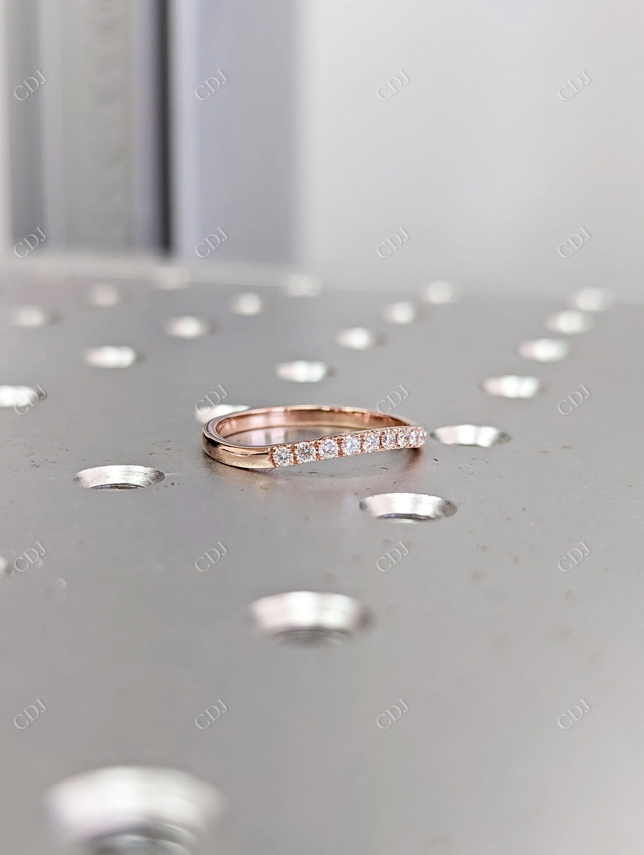 0.08CTW Curved Diamond Half Eternity Wedding Band