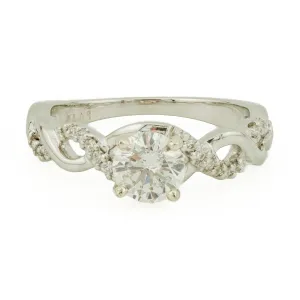 0.73ctw H/SI1 Round Brilliant Diamond and 0.20ctw Diamond Accented Engagement Ring in Platinum - Size 6.5