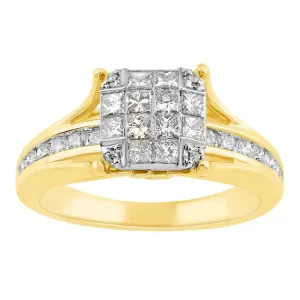 1-1/3ctw Princessa Diamond Engagement Ring