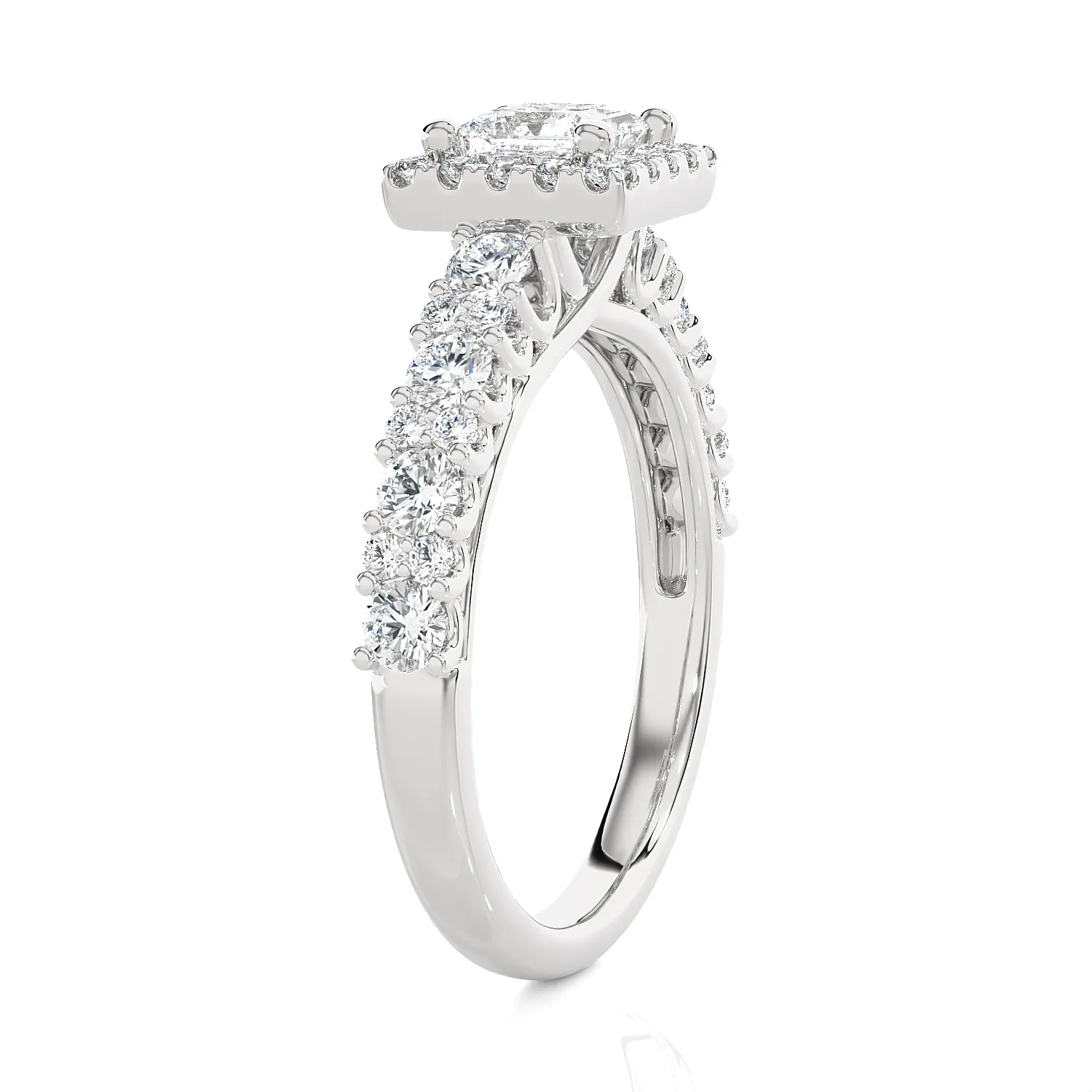 1 1/5 ctw Princess-Cut Lab Grown Diamond Halo Engagement Ring