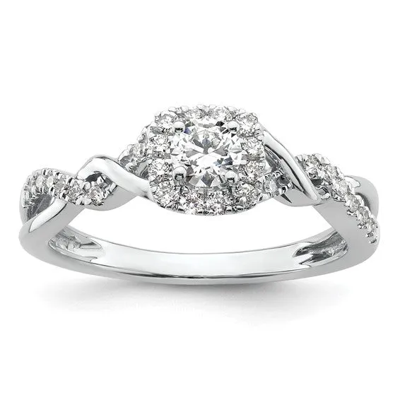 10k or 14k White Gold VS/SI GH, Lab Grown Diamond Twist ByPass Engagement Ring