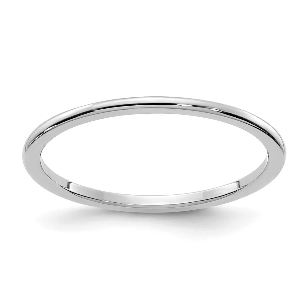 10K White Gold 1.2mm Half Round Stackable Band  | 1STK17-120W