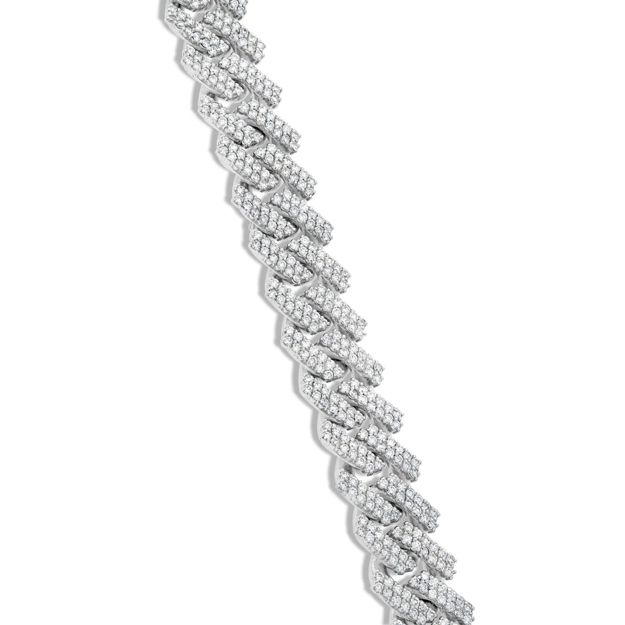 10K White Gold 13ct 16mm Diamond Cuban Bracelet