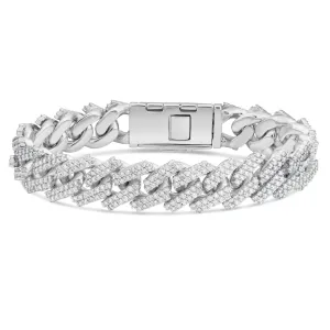 10K White Gold 13ct 16mm Diamond Cuban Bracelet