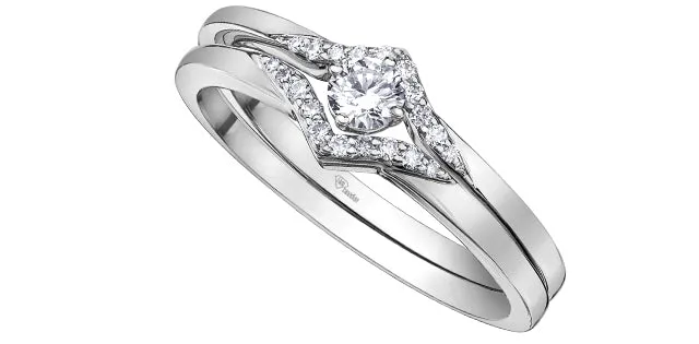 10K White Gold Canadian Diamond Centre with 10 Side Diamond Engagement Ring