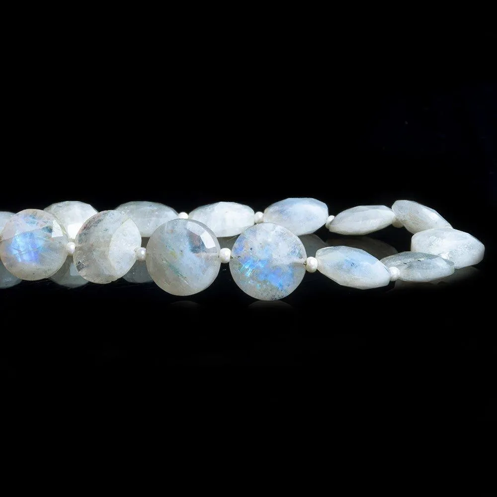 10mm Rainbow Moonstone Faceted Coin Beads 6 inch 14 pieces