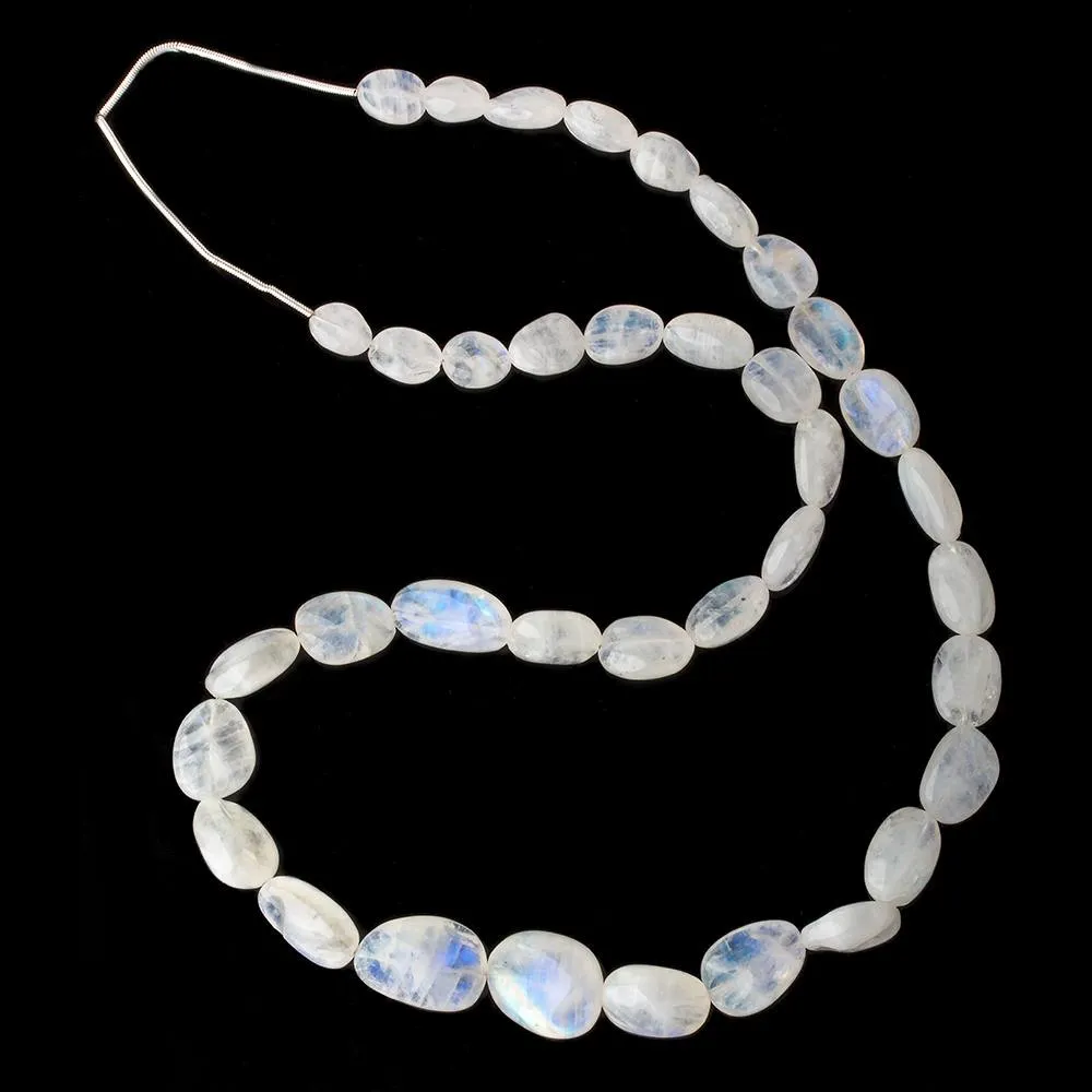 10x7-20x15mm Rainbow Moonstone carved nugget beads 19 inch 37 pieces A