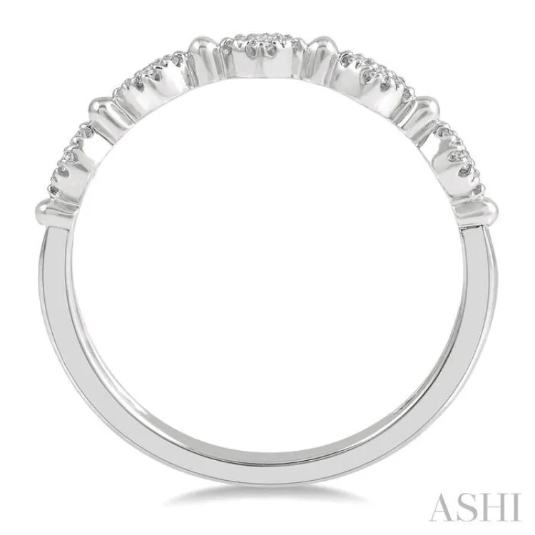 1/10 Ctw Marquise Mount and Ball Link Round Cut Diamond Stack Band in 14K White Gold