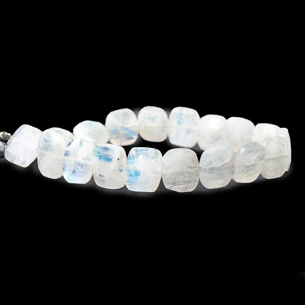 11x13-15x12mm Rainbow Moonstone side drilled faceted cushions 7.5 inch 17 beads