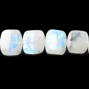 11x13-15x12mm Rainbow Moonstone side drilled faceted cushions 7.5 inch 17 beads