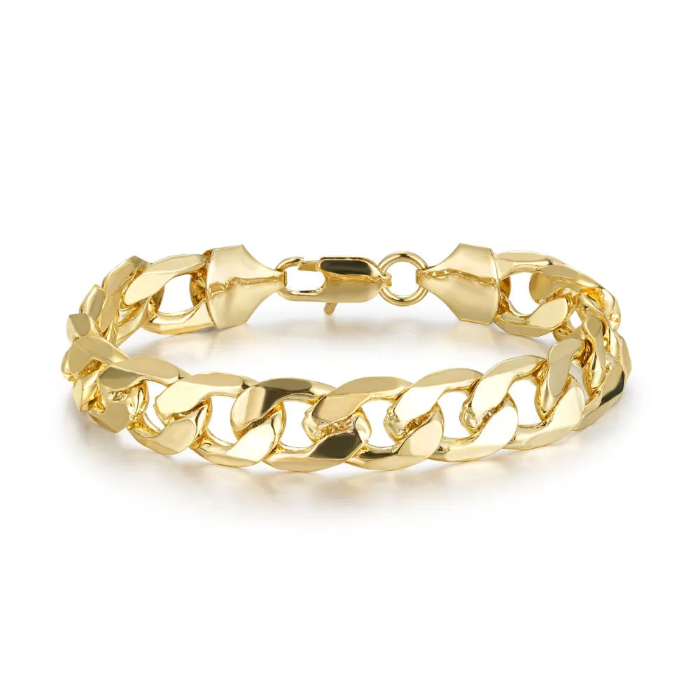 12mm Gold Filled Bonded Cuban Curb Bracelet 8 Inches