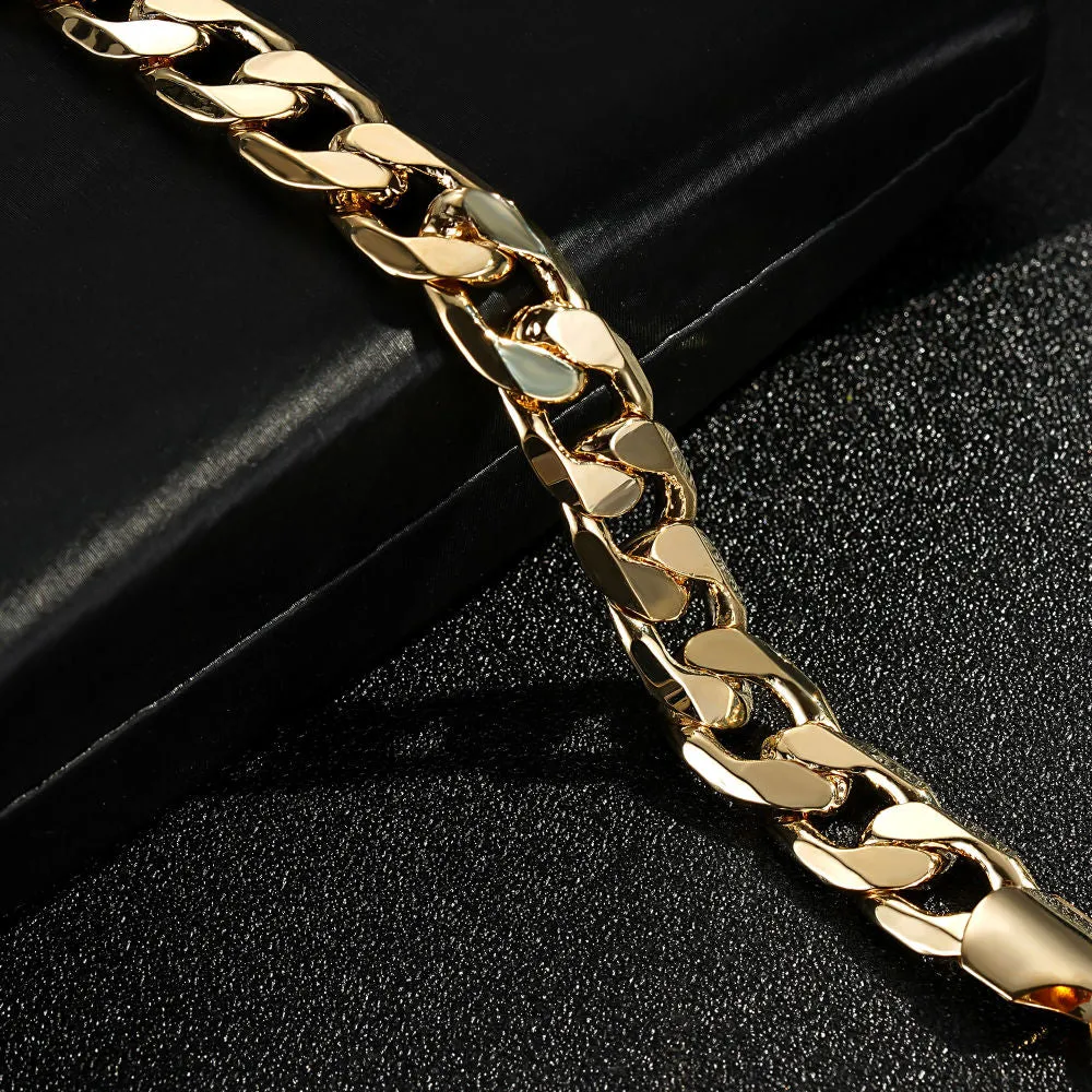 12mm Gold Filled Bonded Cuban Curb Bracelet 8 Inches