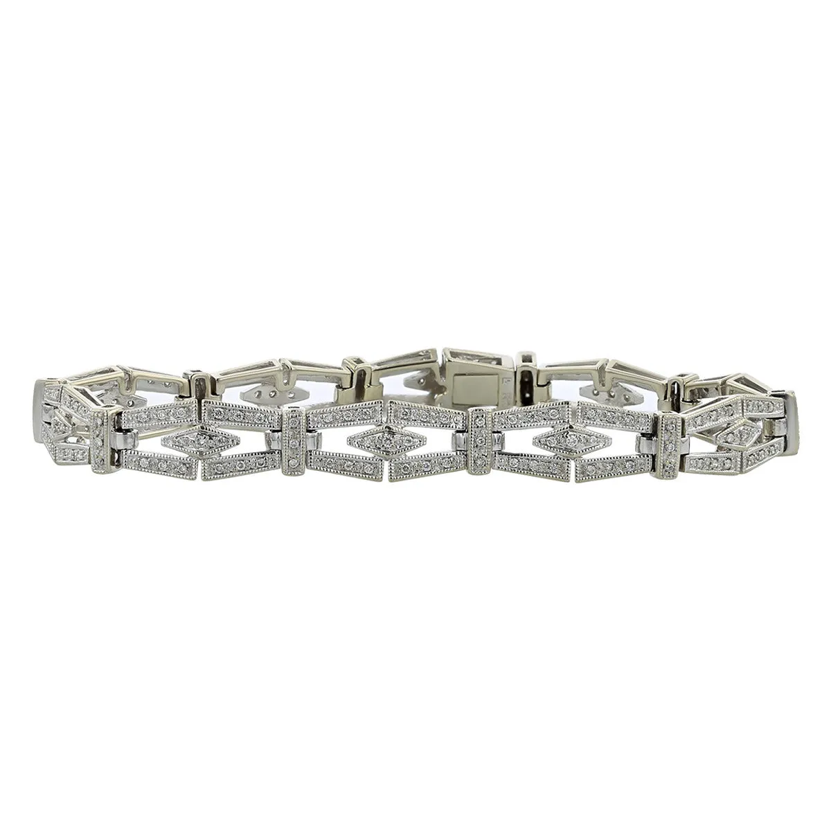 14K Gold Diamond Vintage Style Link Bracelet