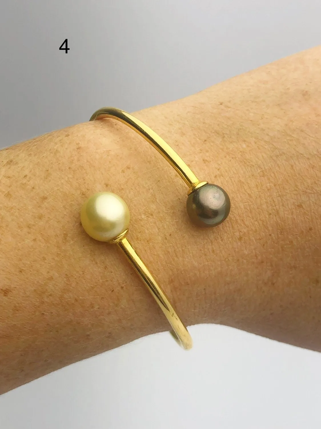 14K Gold Fill Flex Bangle Pearl Bracelets, Tahitian, Edison & South Sea Pearls #772