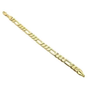 14K Gold Filled Mat Finish Figaro Bracelet 8 Unisex