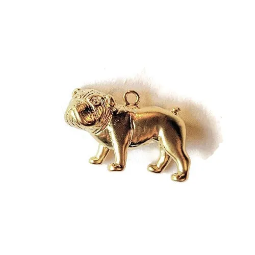 14K Matte Gold English Bulldog Charm