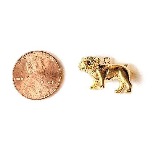 14K Matte Gold English Bulldog Charm