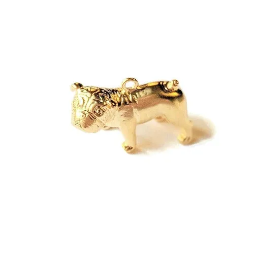 14K Matte Gold English Bulldog Charm