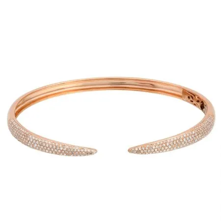 14K Rose Gold Diamond Open Bangle