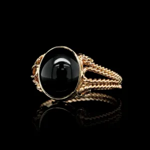 14K Rose Gold Estate Black Onyx Ring