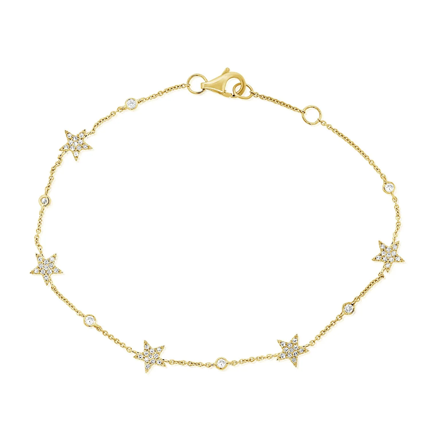 14K Rose Gold Star Diamond By The Yard Bracelet