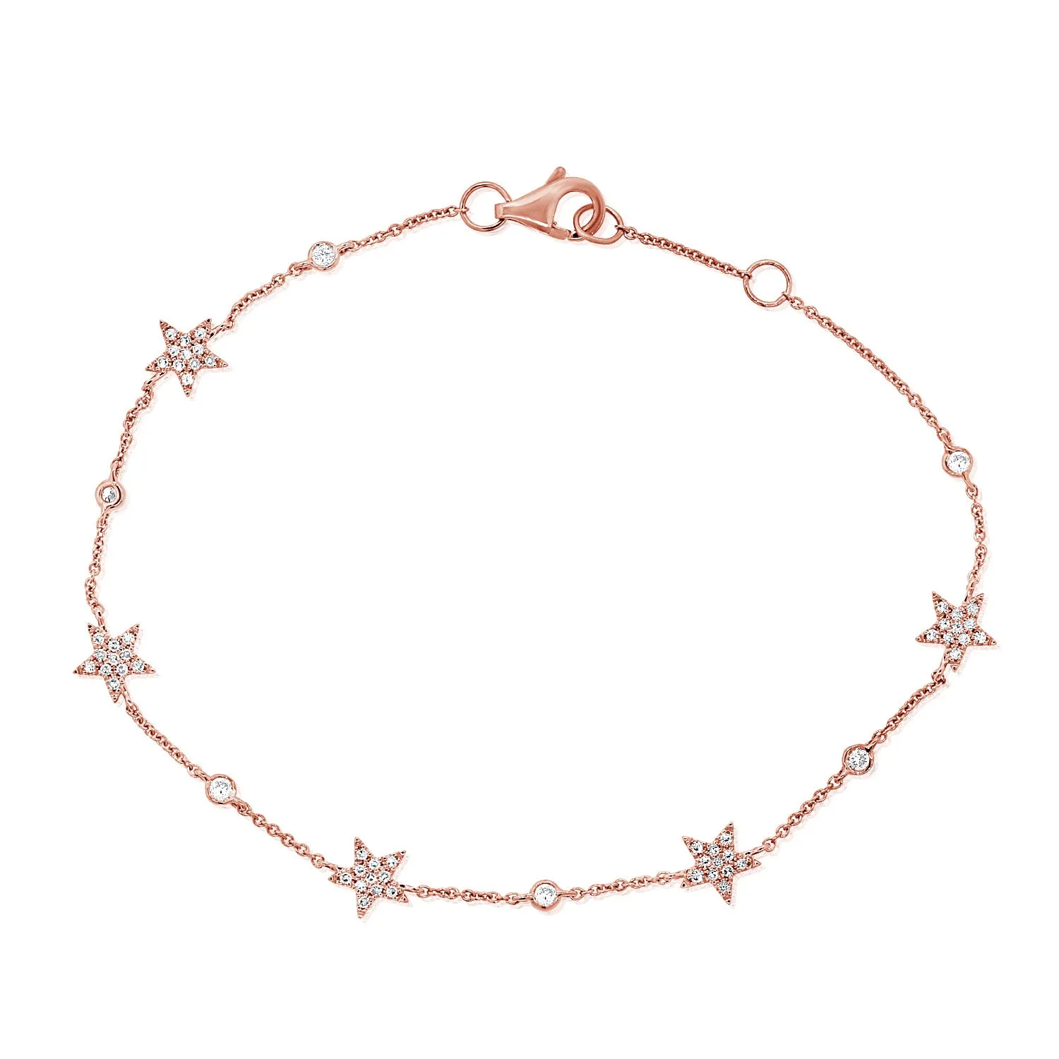 14K Rose Gold Star Diamond By The Yard Bracelet