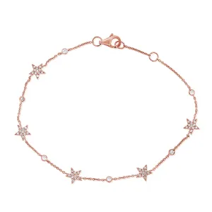 14K Rose Gold Star Diamond By The Yard Bracelet