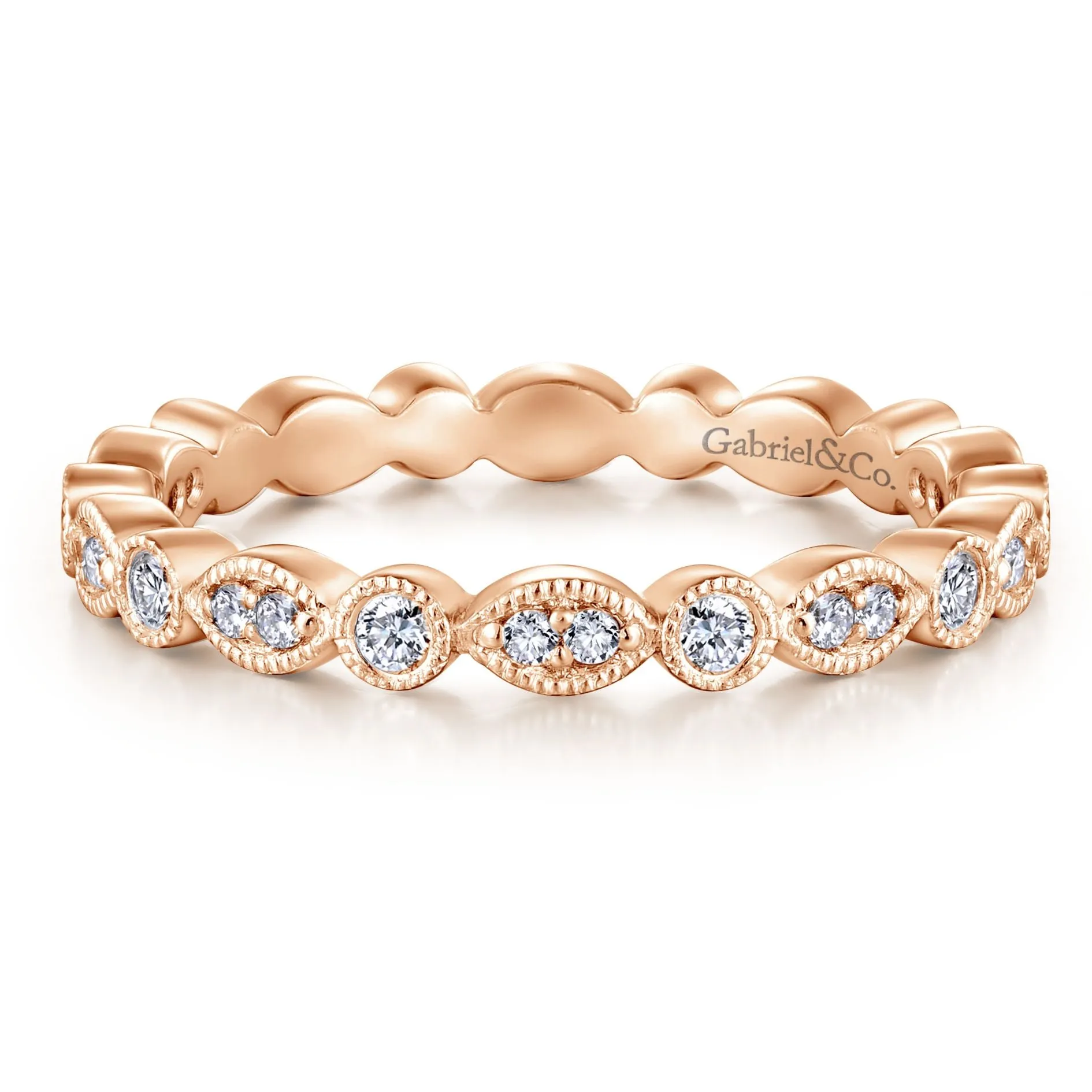 14K Rose Gold Thin Diamond Disc Eternity Band