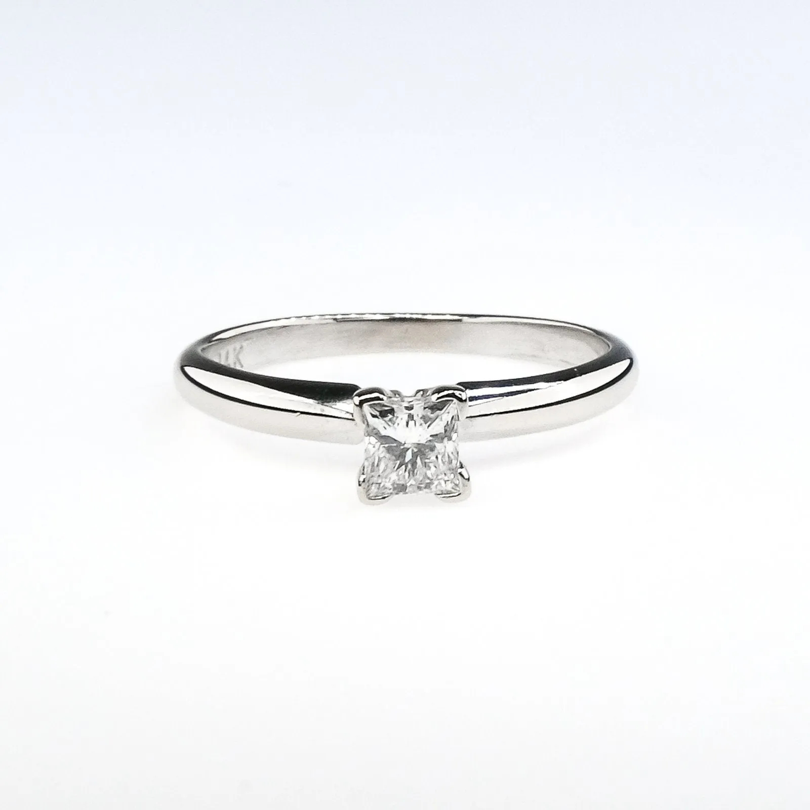 14K White Gold 0.30ct Princess Cut Diamond I1/I Solitaire Engagement Ring