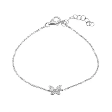 14K White Gold Butterfly Diamond Bracelet