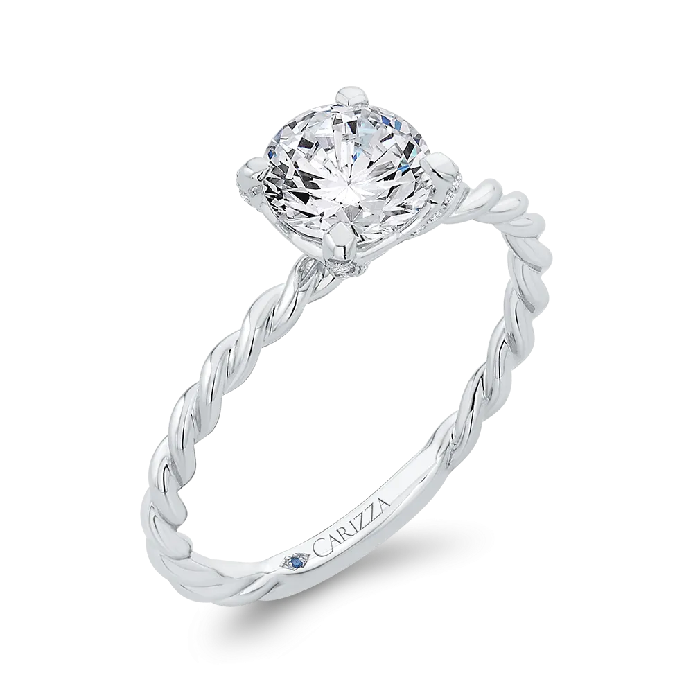 14K White Gold Diamond Engagement Ring (Semi-Mount)