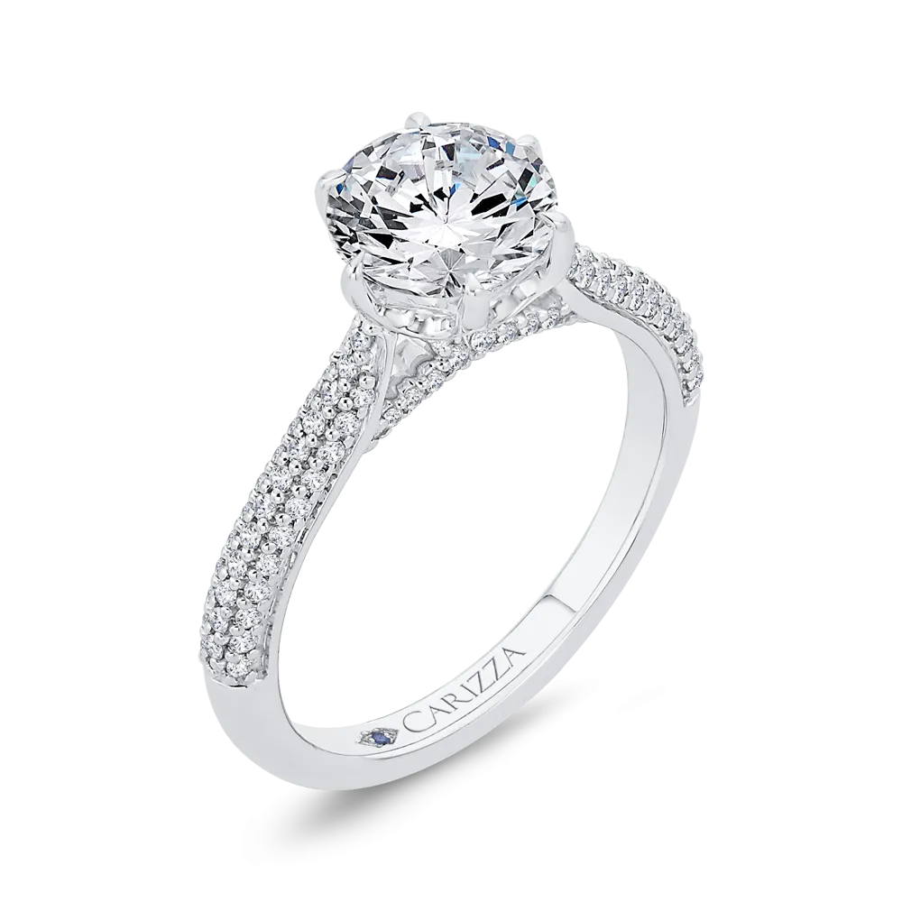 14K White Gold Diamond Engagement Ring (Semi-Mount)