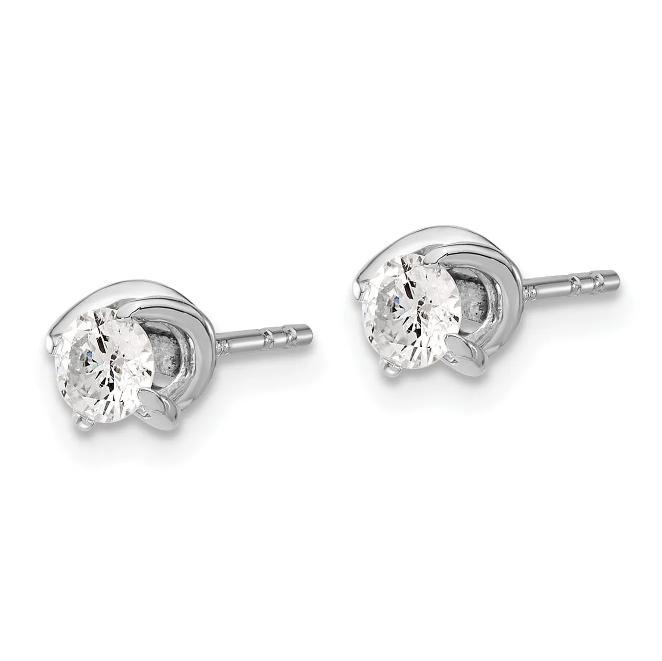 14k White Gold Fancy Twist design Diamond stud post Earrings