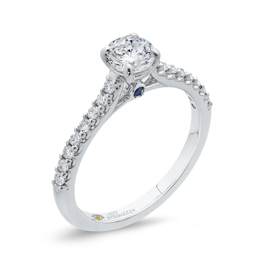 14K White Gold Round Diamond Cathedral Style Engagement Ring