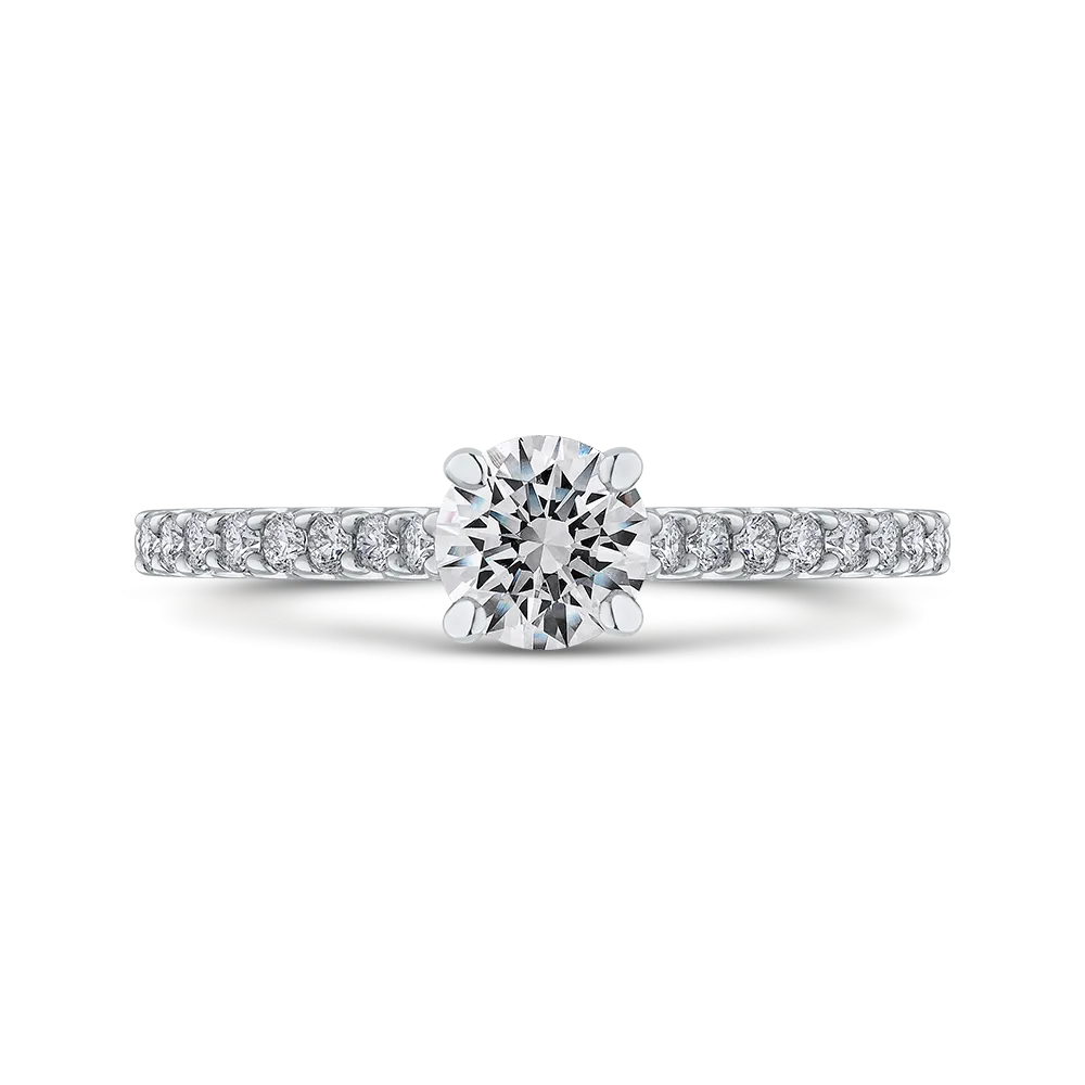 14K White Gold Round Diamond Cathedral Style Engagement Ring