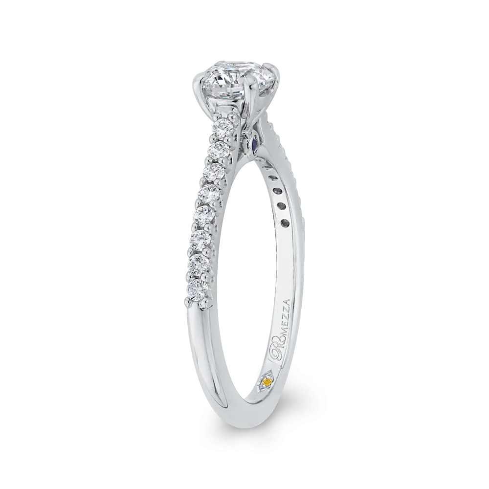 14K White Gold Round Diamond Cathedral Style Engagement Ring