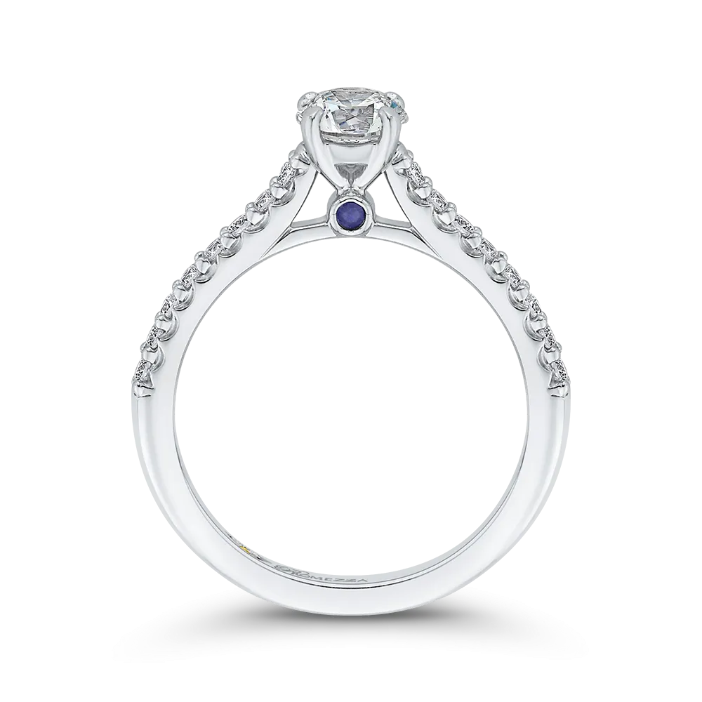 14K White Gold Round Diamond Cathedral Style Engagement Ring