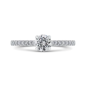 14K White Gold Round Diamond Cathedral Style Engagement Ring