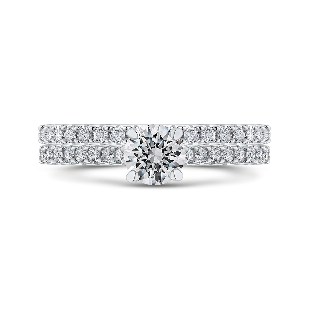 14K White Gold Round Diamond Cathedral Style Engagement Ring