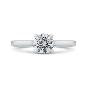 14K White Gold Round Diamond Classic Engagement Ring (Semi Mount)