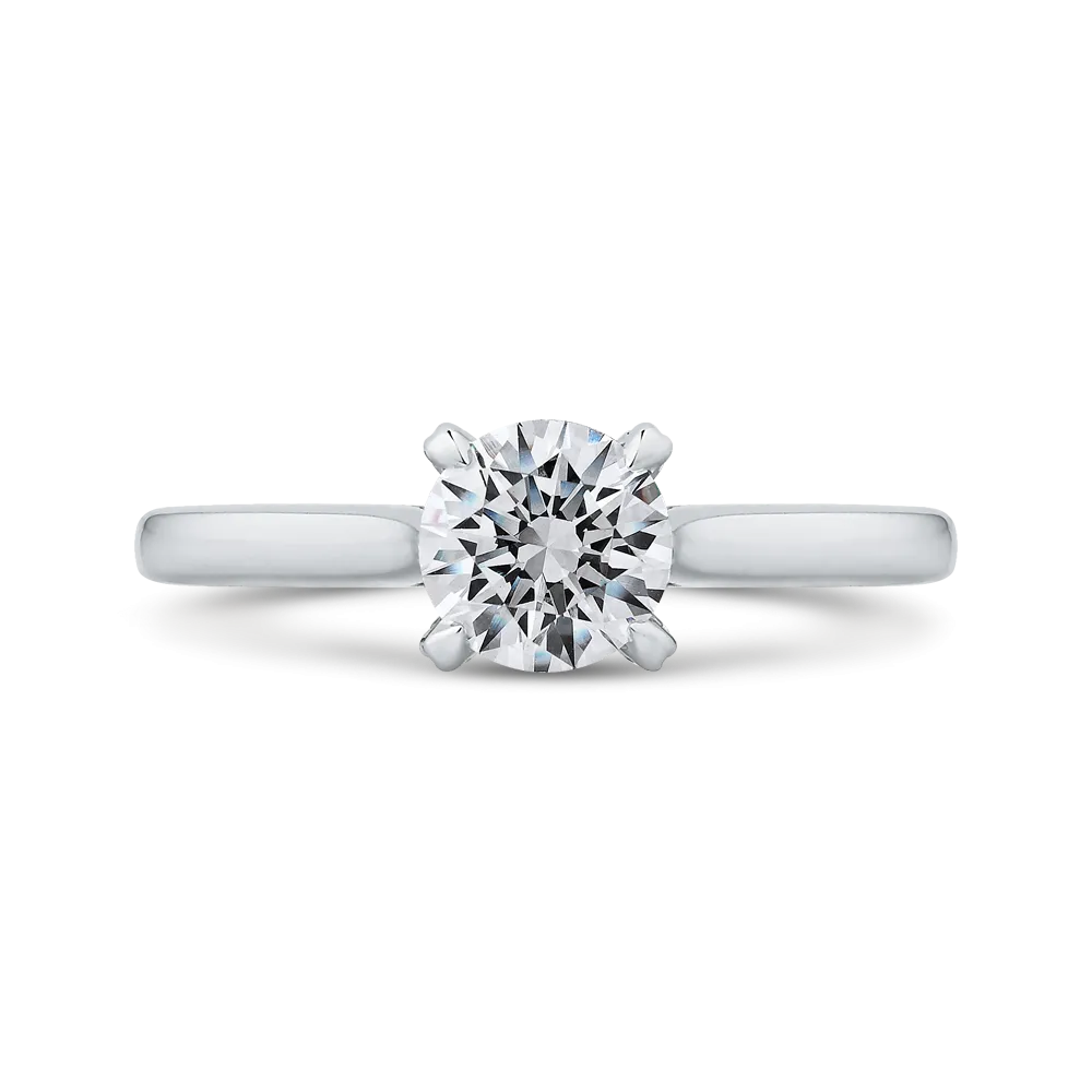 14K White Gold Round Diamond Classic Engagement Ring (Semi Mount)