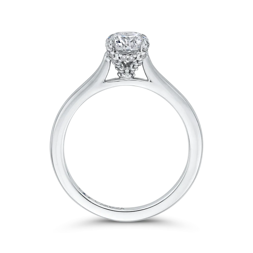 14K White Gold Round Diamond Classic Engagement Ring (Semi Mount)