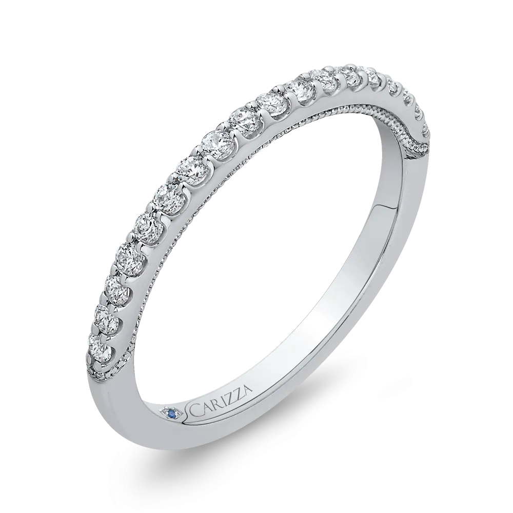 14K White Gold Round Diamond Wedding Band