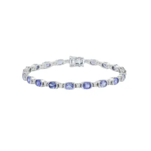 14k White Gold x 4mm Tanzanite & Diamond Tennis Bracelet