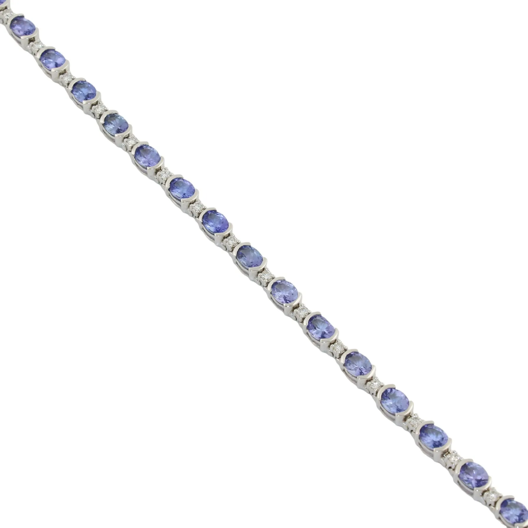 14k White Gold x 4mm Tanzanite & Diamond Tennis Bracelet