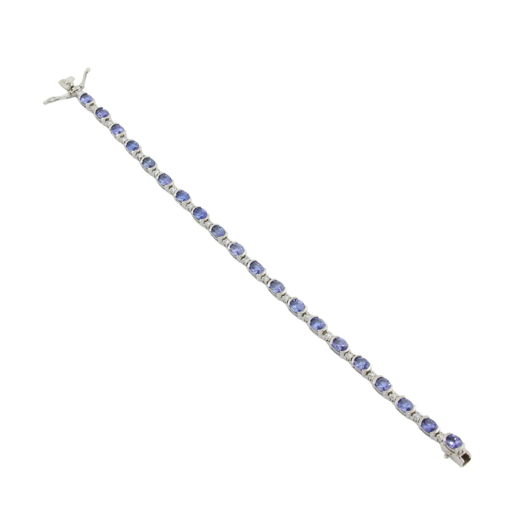 14k White Gold x 4mm Tanzanite & Diamond Tennis Bracelet