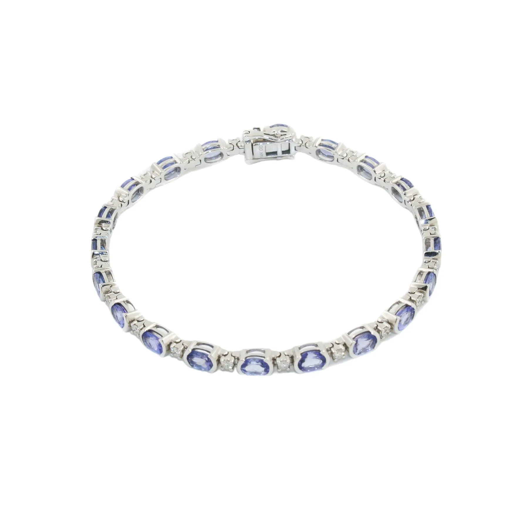 14k White Gold x 4mm Tanzanite & Diamond Tennis Bracelet