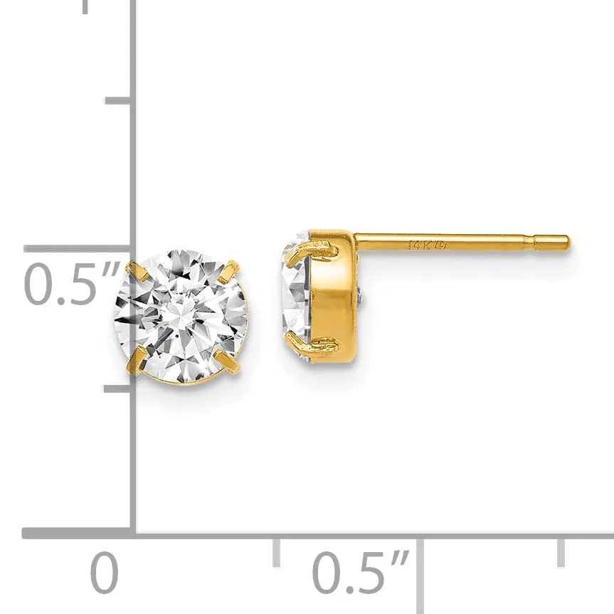 14k Yellow Gold C.Z Stud 6.0mm Earrings